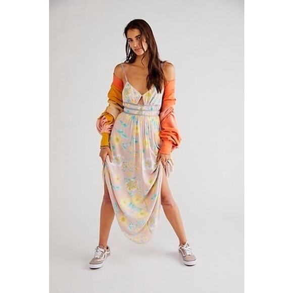 New Free People Wisteria Maxi Dress Light Combo Size Large - Picture 2 of 11